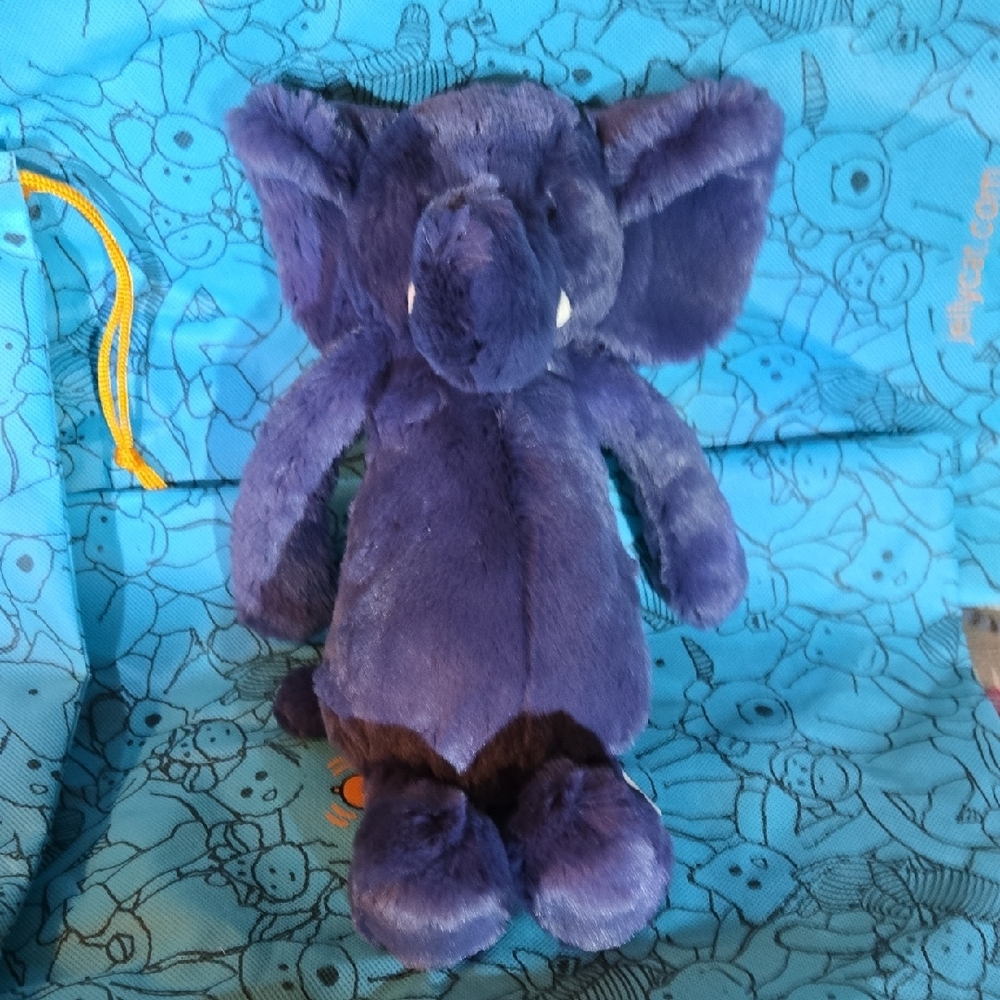 NWT Original Bashful Blue Elephant Jellycat W/ Blue Dust Bag